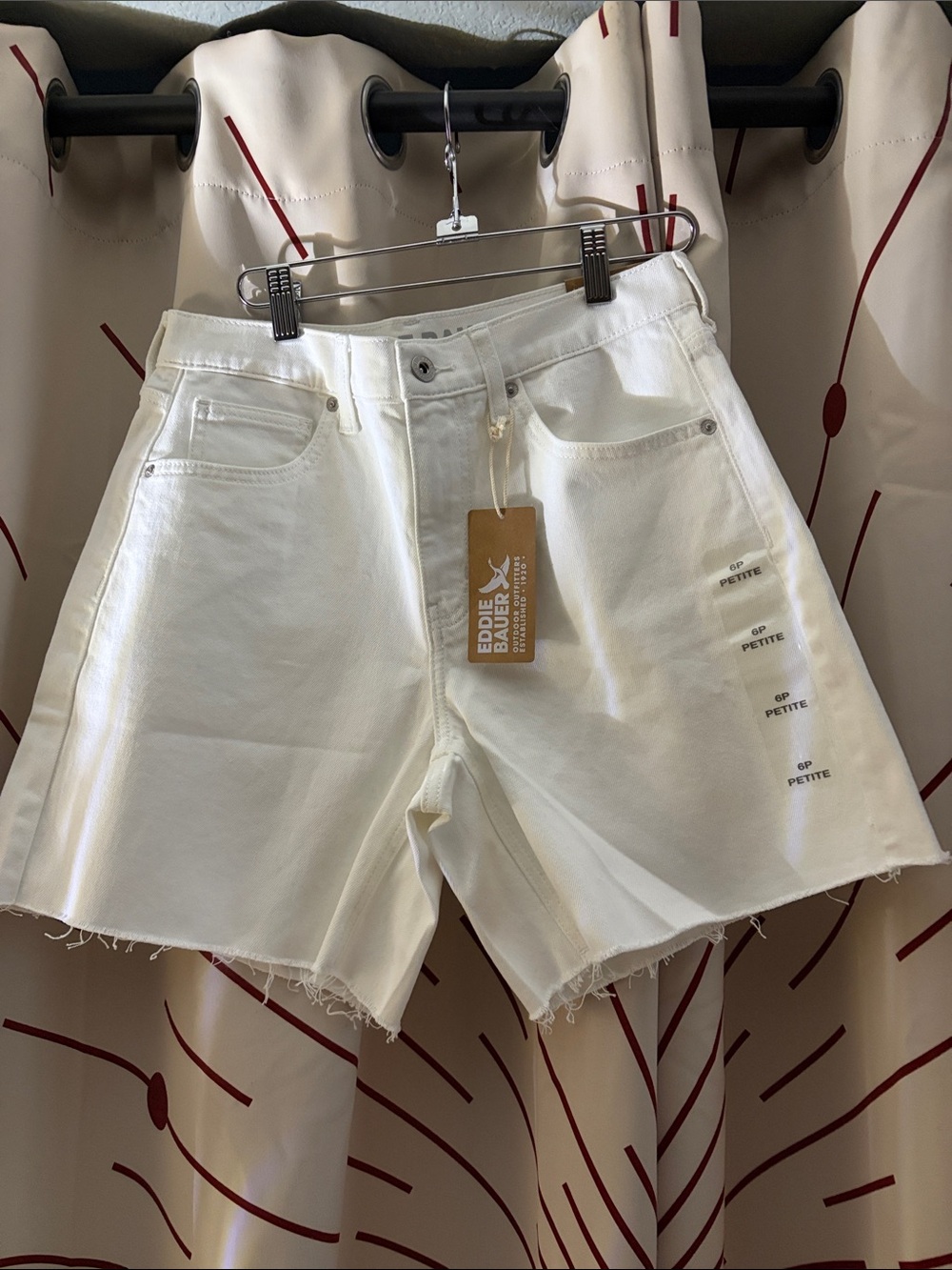 Eddie Bauer White Raw-Hem Denim Shorts